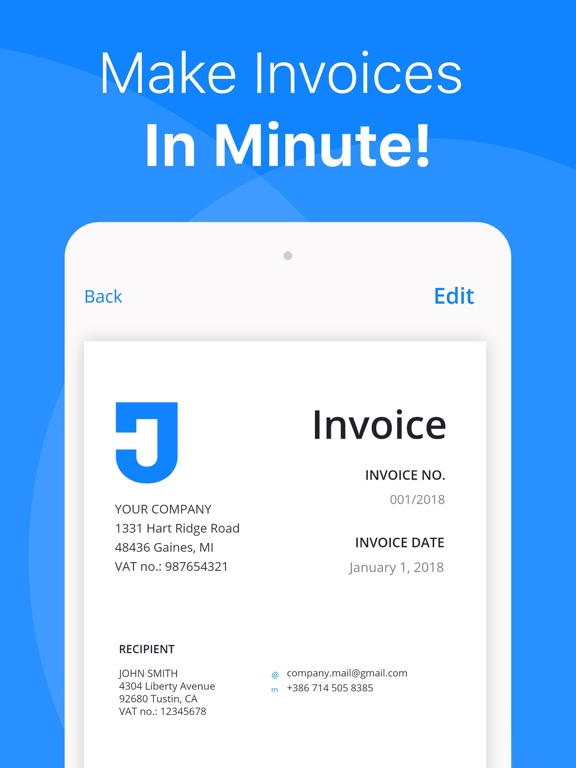Go Invoice: Mobile Invoice App iPad screenshot 1 - Business app