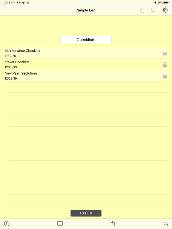 Simple List iPad screenshot 4 - Productivity app