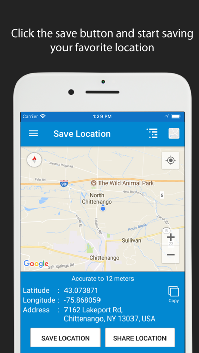 Save Location GPS Screenshot