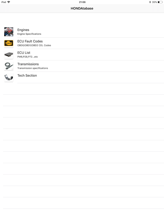 HONDAtabase iPad screenshot 1 - Utilities app