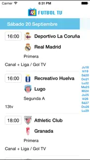 futbol tv calendario iphone capturas de pantalla 1
