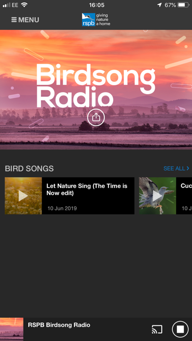 RSPB Birdsong Radio iPhone screenshot 1 - Music app