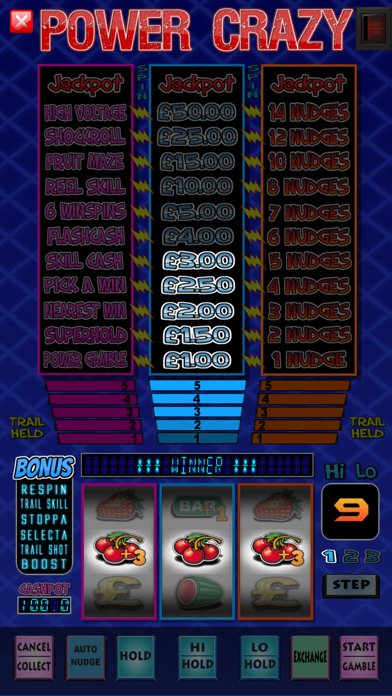Power Crazy Fruit Machine Game Screenshot