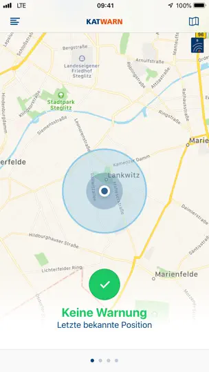 Screenshot von KATWARN auf dem iPhone 1