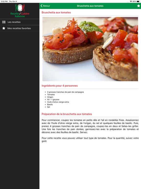 Screenshot #6 pour Recettes de Cuisine Italienne