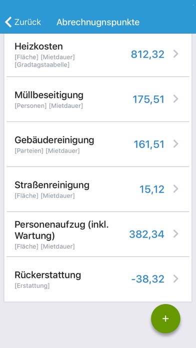 Nebenkostenabrechnung Screenshot