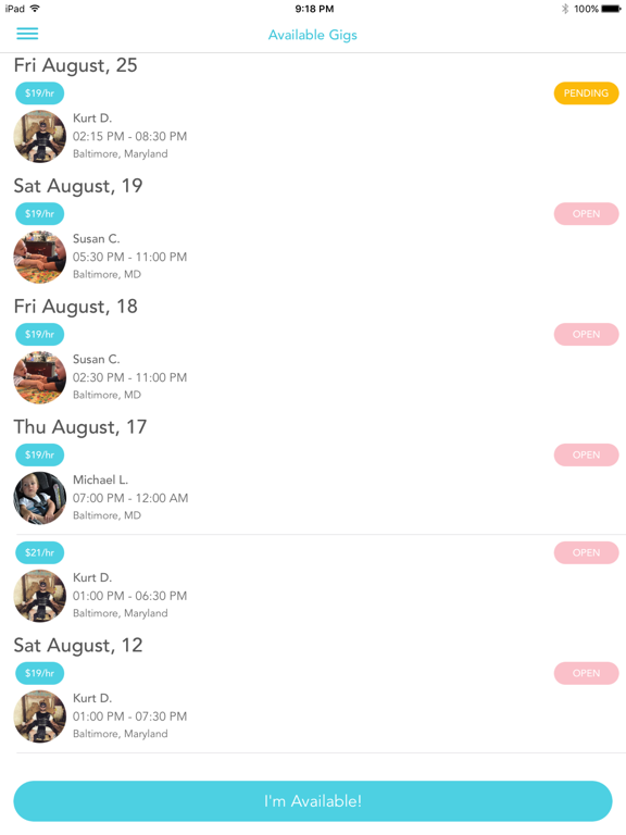 Napp - On Demand Sitters. iPad screenshot 1 - Lifestyle app