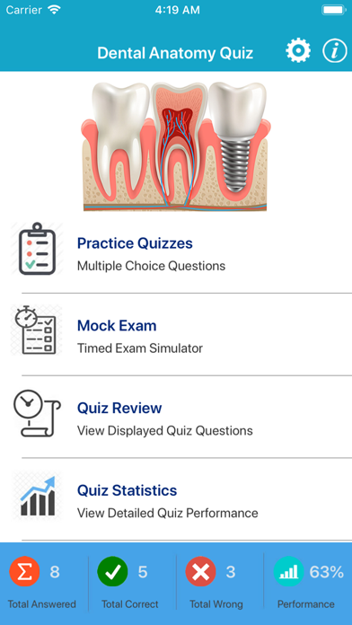 screenshot of Dental Anatomy Quizzes 1