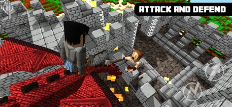 Castle Crafter Survival Craft - Observe the strategic depth as characters engage in close-quarters combat within detailed castle architecture, highlighting the game's dynamic attack and defense mechanics.