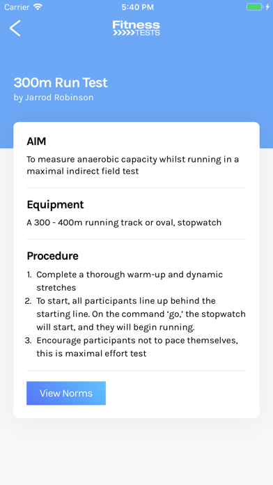 Fitness Tests Screenshot