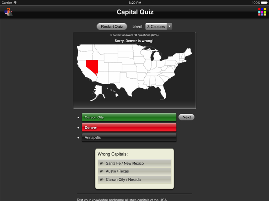 Screenshot #5 pour US-Capitals Quiz