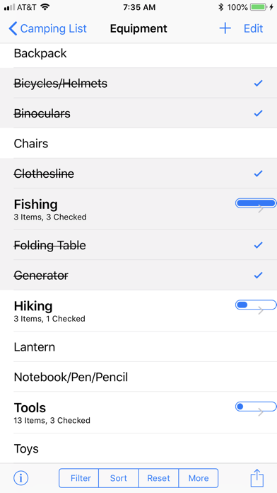Camping List Screenshot
