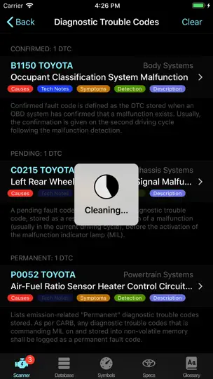 Screenshot von OBD For Toyota auf dem iPhone 9