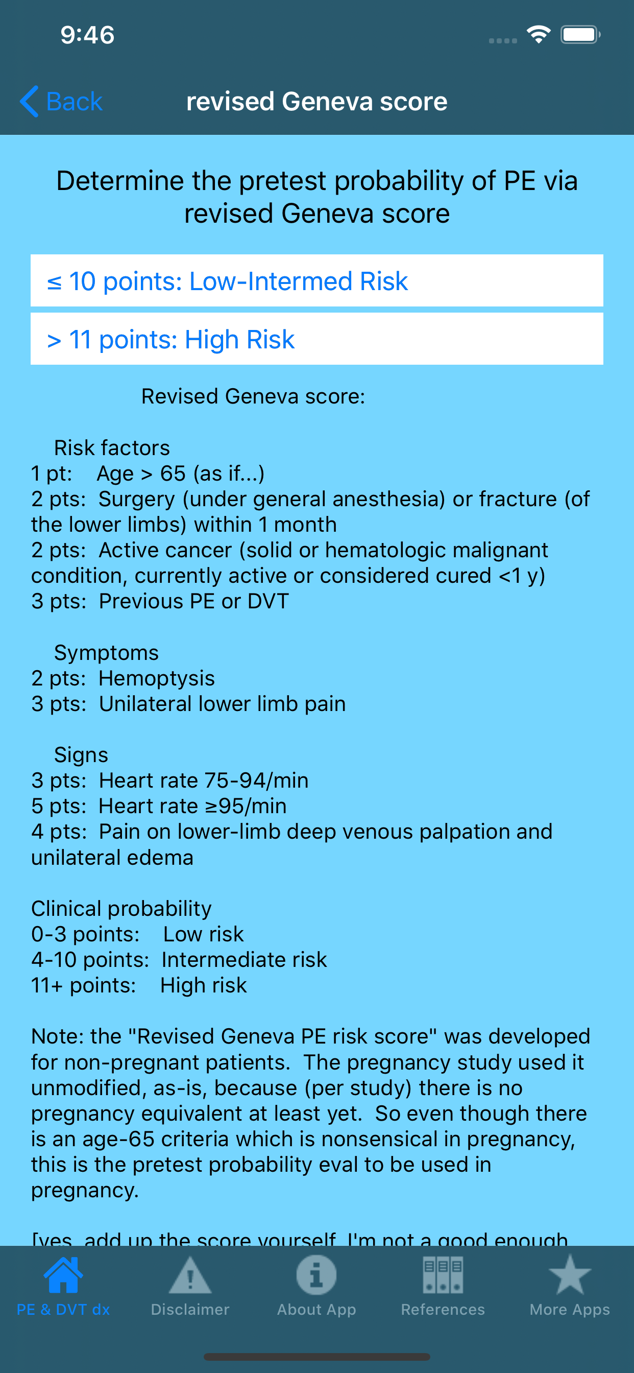 PE & DVT dx tool