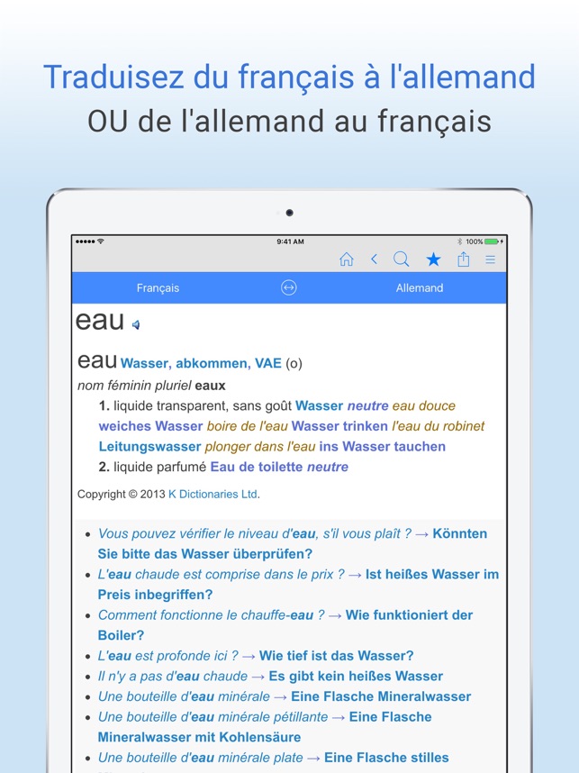 Dictionnaire français-allemand dans l'App Store