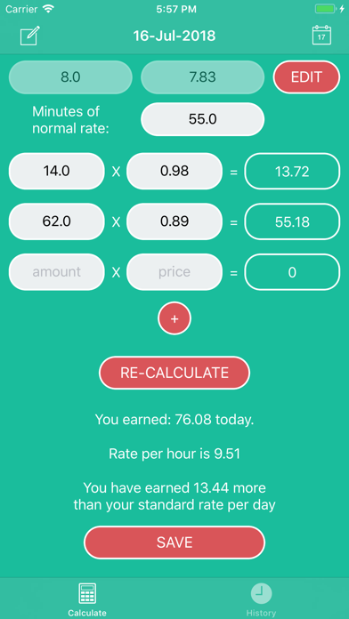 PiecePay: Piecework Calculator Screenshot