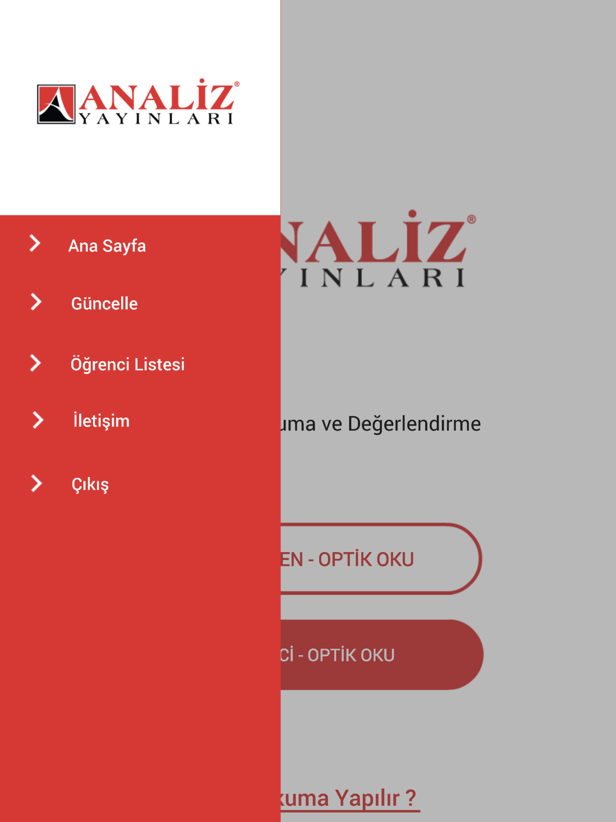 Analiz Optik Okuma