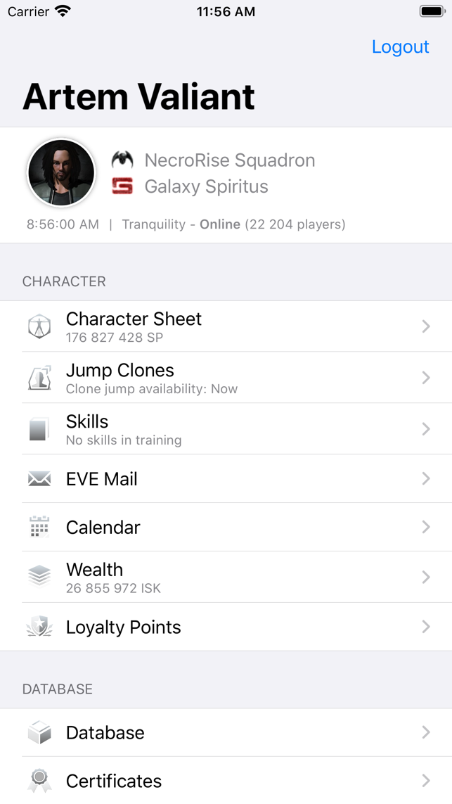 EVE Online app screenshot