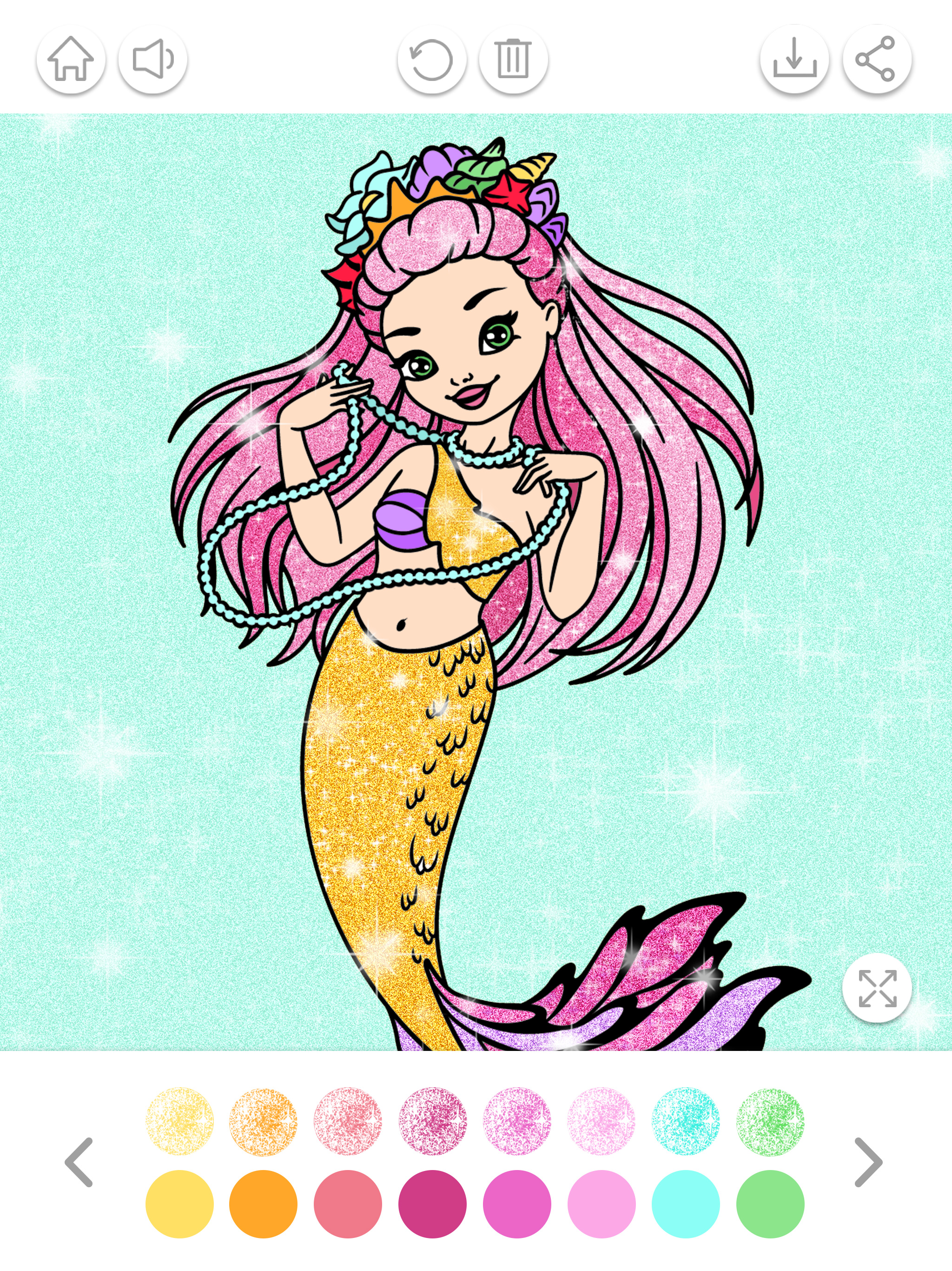 Mermaid Coloring Book Glitter