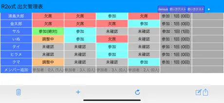R2o式 出欠管理表