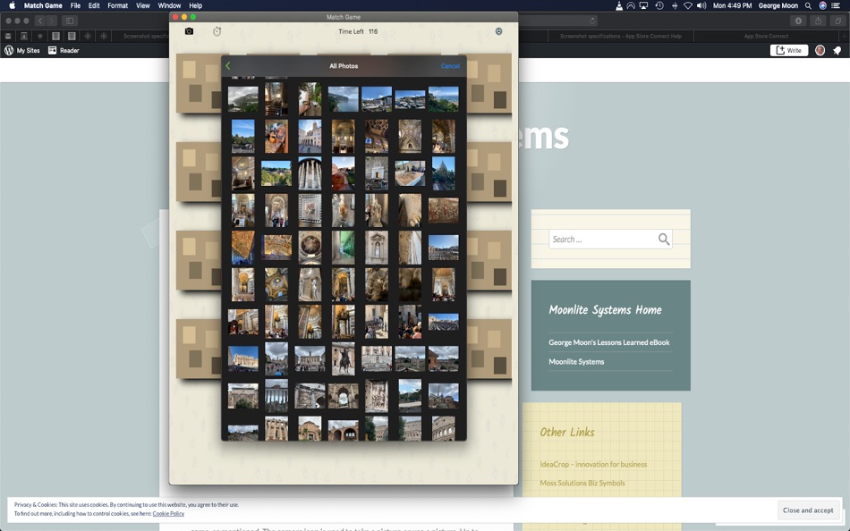 #4. Match Game allowing User Cards (macOS) By: George Moon