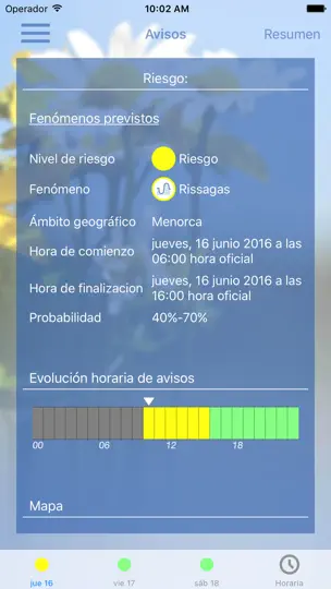 Captura de pantalla de El Tiempo De AEMET en iPhone 3