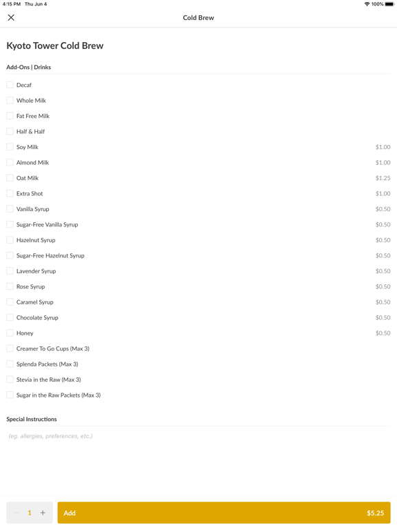 Local Fixture Coffee & Tea iPad screenshot 4 - Food & Drink app