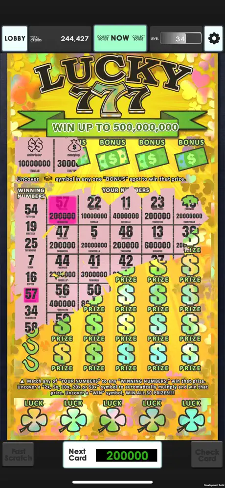 Lucky Lottery Scratchers
