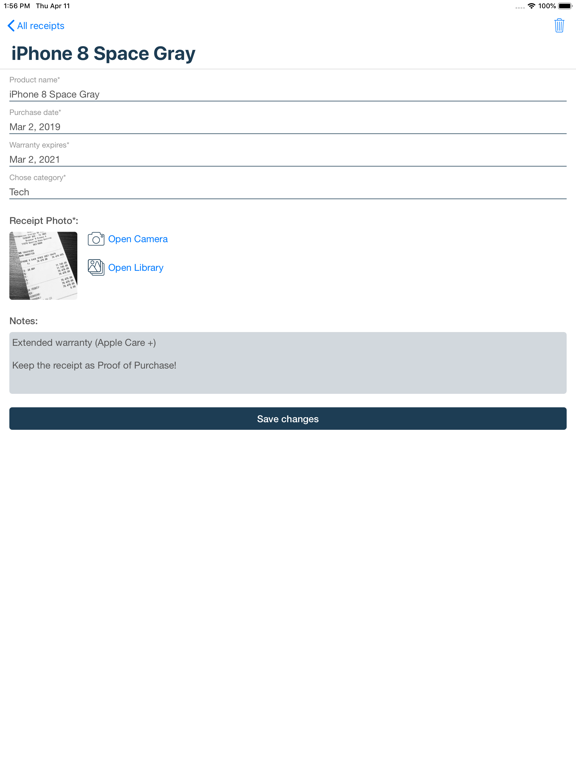 Keep Receipt iPad screenshot 4 - Finance app