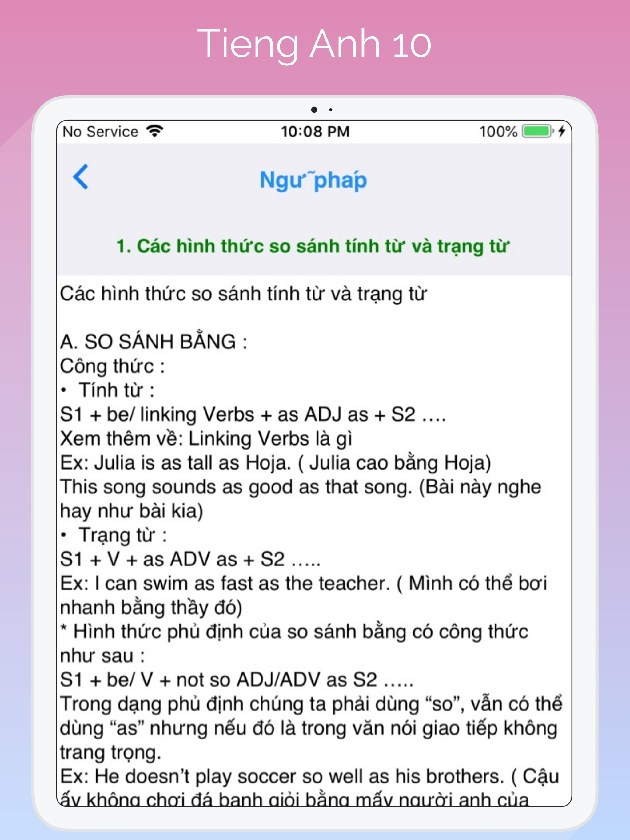 Tieng Anh Lop 10 - English 10 screenshot 6