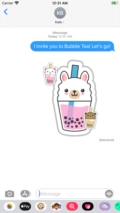 Screenshot #1 pour Bubble Tea Animals Stickers