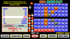 Keno Bonus Play screenshot