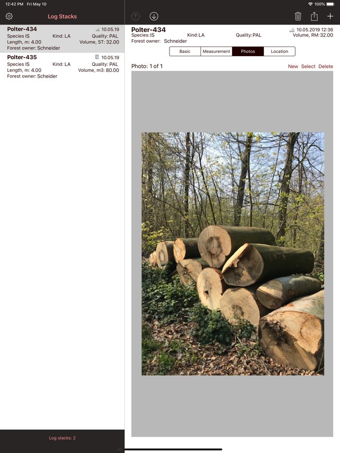 PolterApp - woodpile inventory