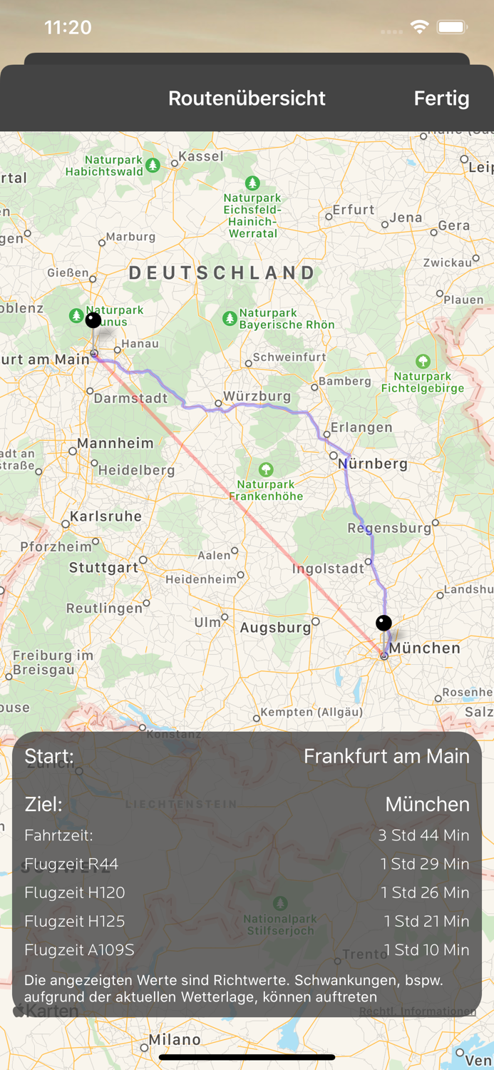 Heli Transair Routenplaner