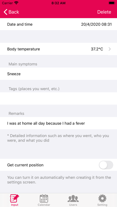 Body Temperature Management Screenshot