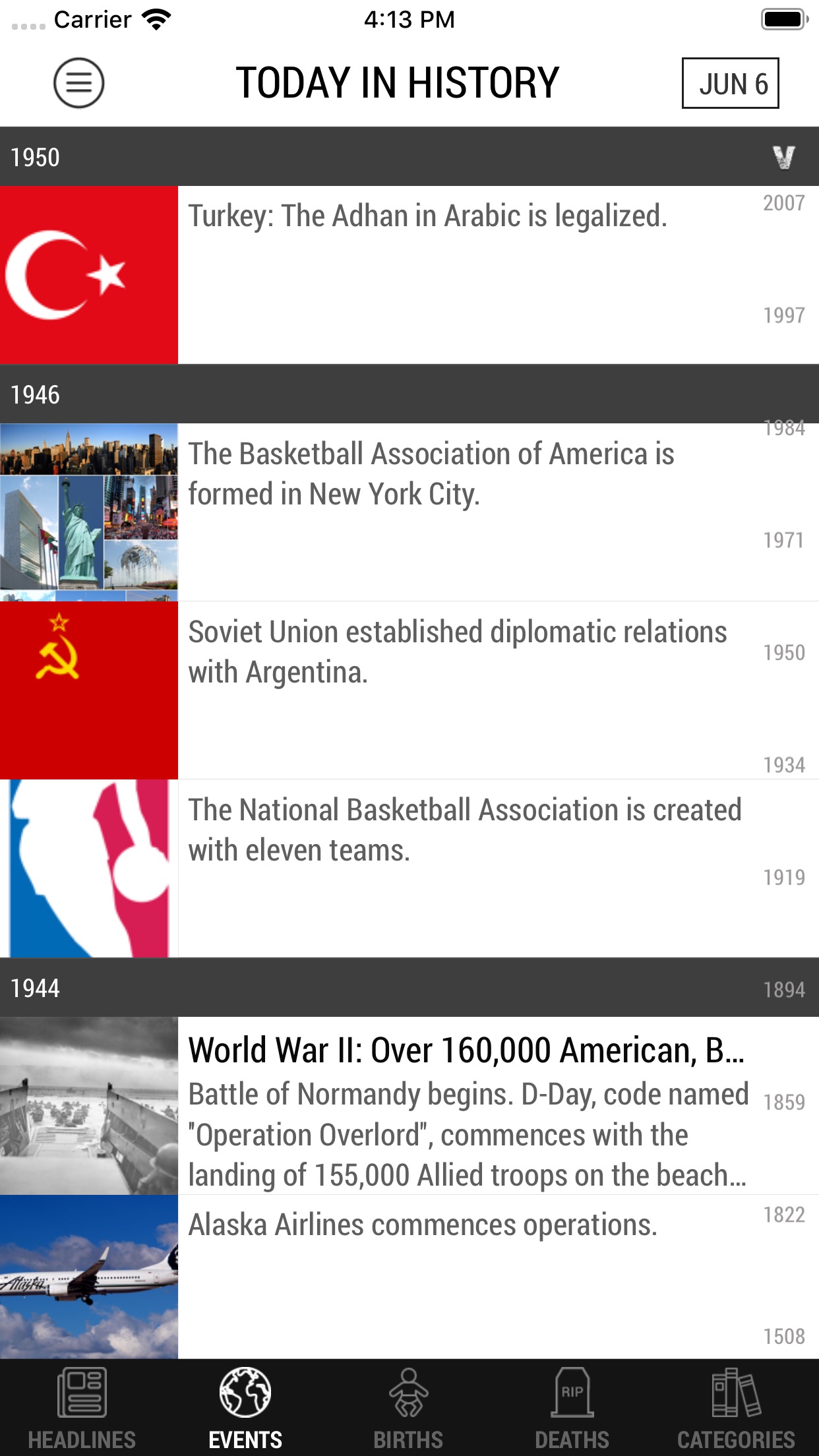 Screenshot do app Today In History