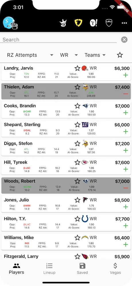 DFF Lineup PRO