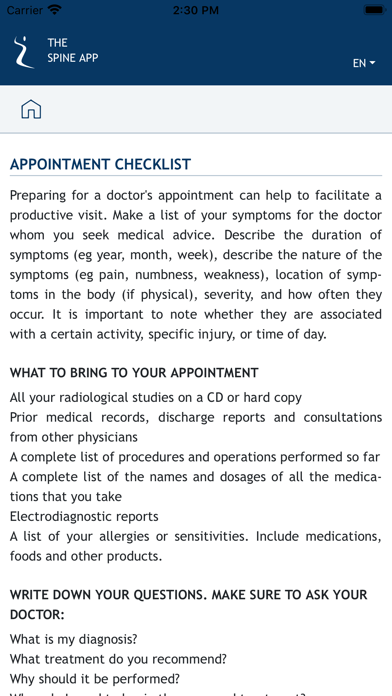 The SpineApp iPhone screenshot 4 - Medical app
