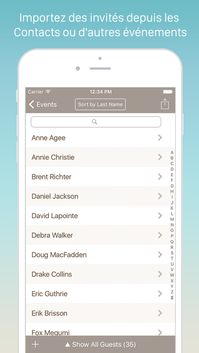 Screenshot #1 pour Guest List Organizer Pro