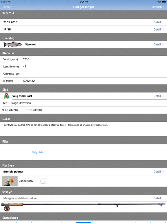 Fluefiske iPad screenshot