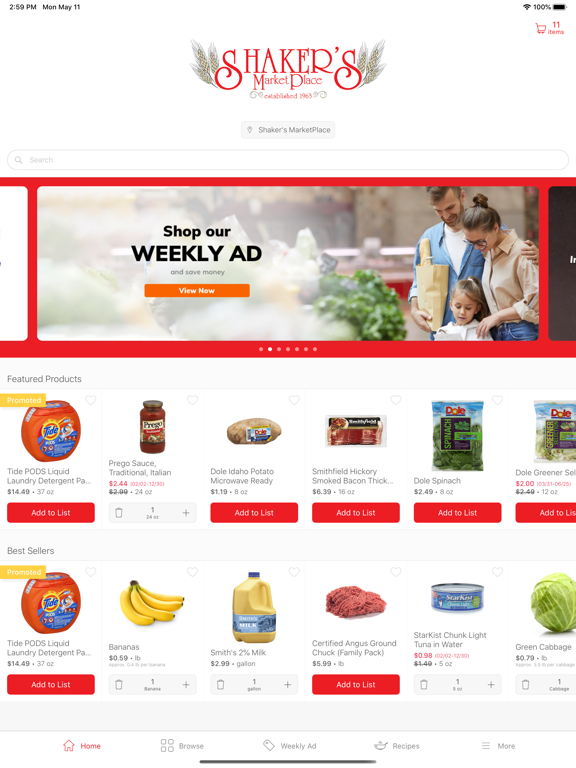 Shaker's MarketPlace iPad screenshot 1 - Shopping app