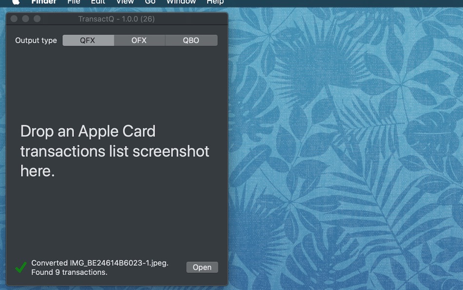 TransactQ: QFX converter (macOS) 由: Hung Le TransactQ: QFX converter (macOS) 由: Hung Le