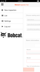 Bobcat inspection tool screenshot