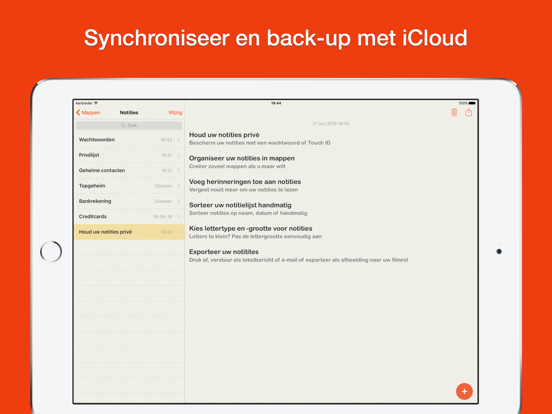 Notitiekluis iPad app afbeelding 2
