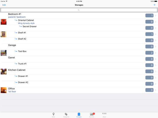 Items & Storage & Inventory iPad app afbeelding 3