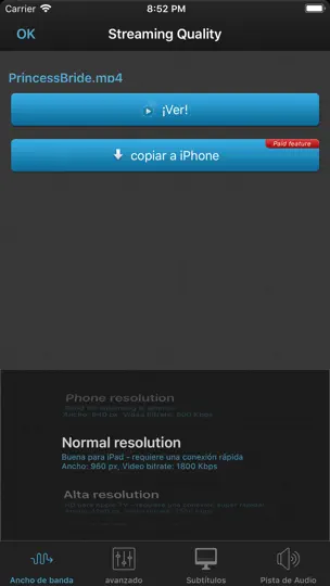 Captura de pantalla de VLC Streamer en iPhone 3