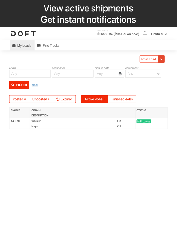 Doft Shipper - Find Carriers iPad screenshot 5 - Business app