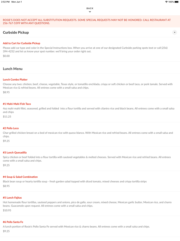 Rosies Mexican Cantina iPad screenshot 3 - Food & Drink app