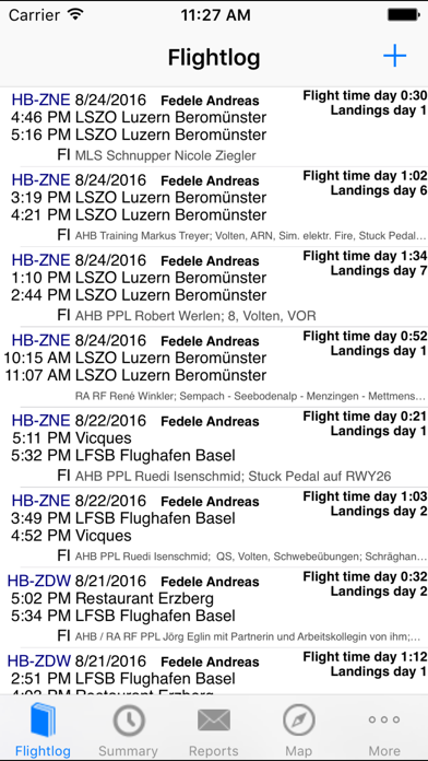 ROTAIR FlightLog Screenshot