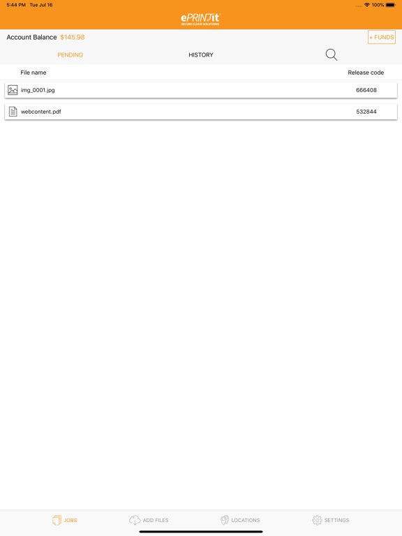 ePRINTit Mobile iPad screenshot